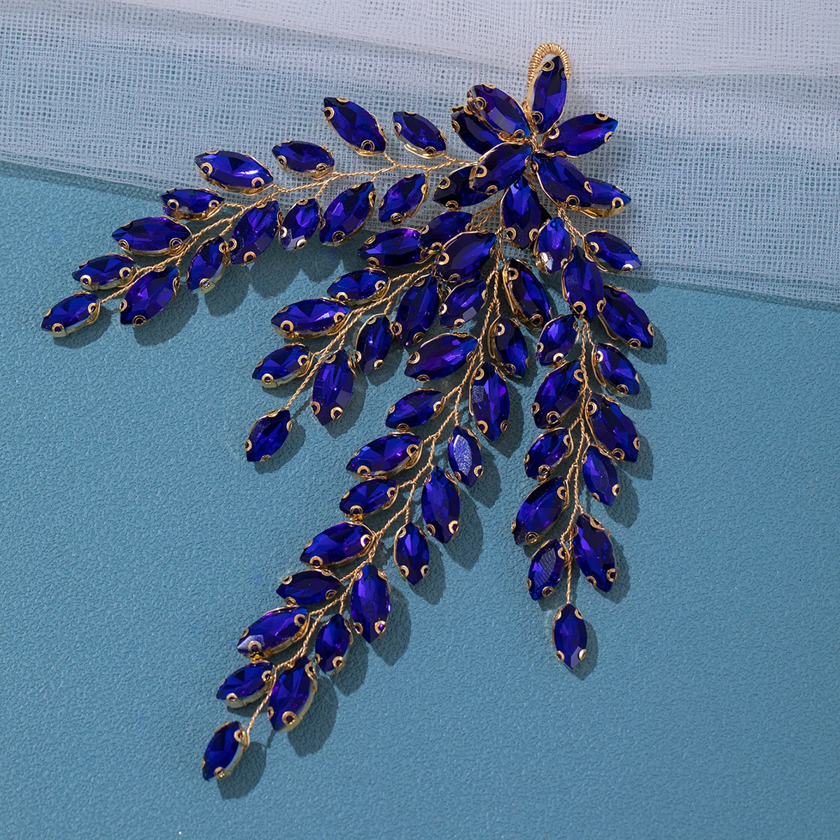 Mode Blatt Zirkon Braut Kopfschmuck Tiara Zubehör für Frauen Luxus Mädchen Kristall Haarspange Hochzeit Schmuck – Detail 6