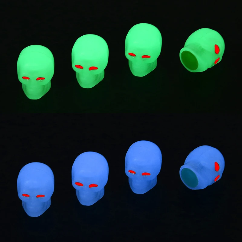 4Pcs Luminous Valve Caps Fluorescent Night Glowing Car Motorcycle Bicycle Wheel Styling Tyre Hub Universal Cap Decor Five styles