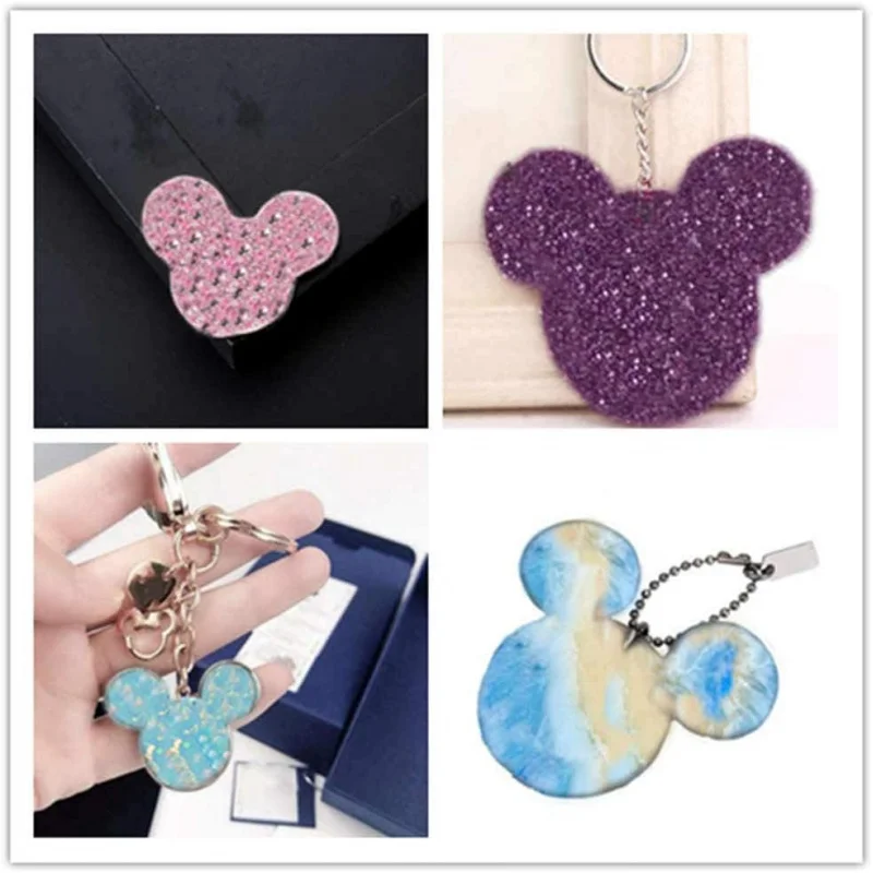 1 PCs cute mouse head bow silicone mold key chain silicone mold DIY topper decoration perforated resin clay crafts tools