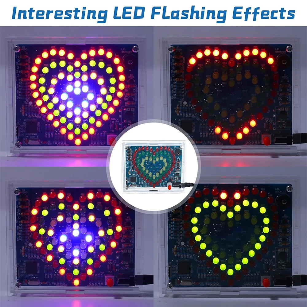 2pcs Soldering Practice Kit Heart Shaped LED Flashing Lights Soldering - View #12