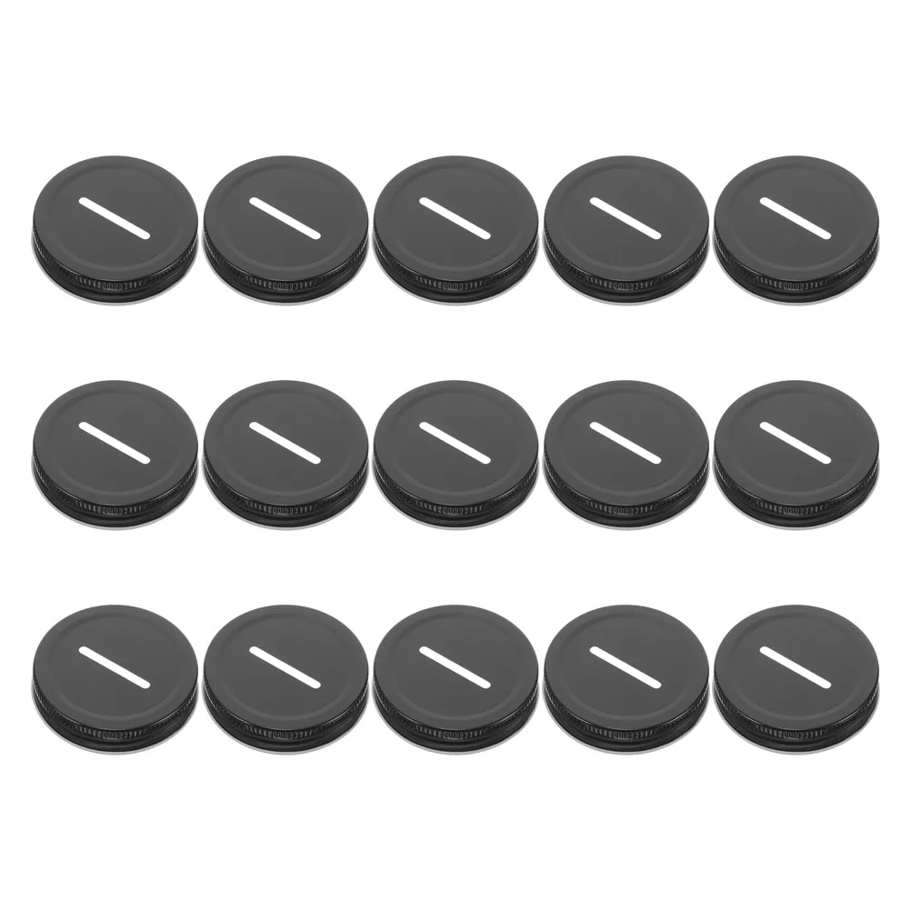 15Pcs Tinplate Mason Jar Lids Coin Slot Bank Lid Regular Mouth Canning Jars Money Boxes Glass Storage Containers 3