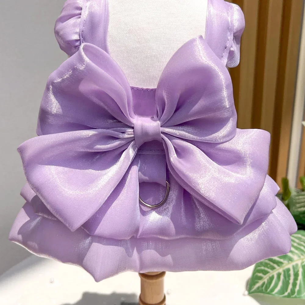 Solid Color Cat Dog Dresses with D-ring for Small Dogs - PeticaDeals