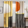 2 Pcs Abstract Art Curtains Black White Grey Circles Stripes Modern Nordic Style Living Room Bedroom Window Decoration Curtains 5