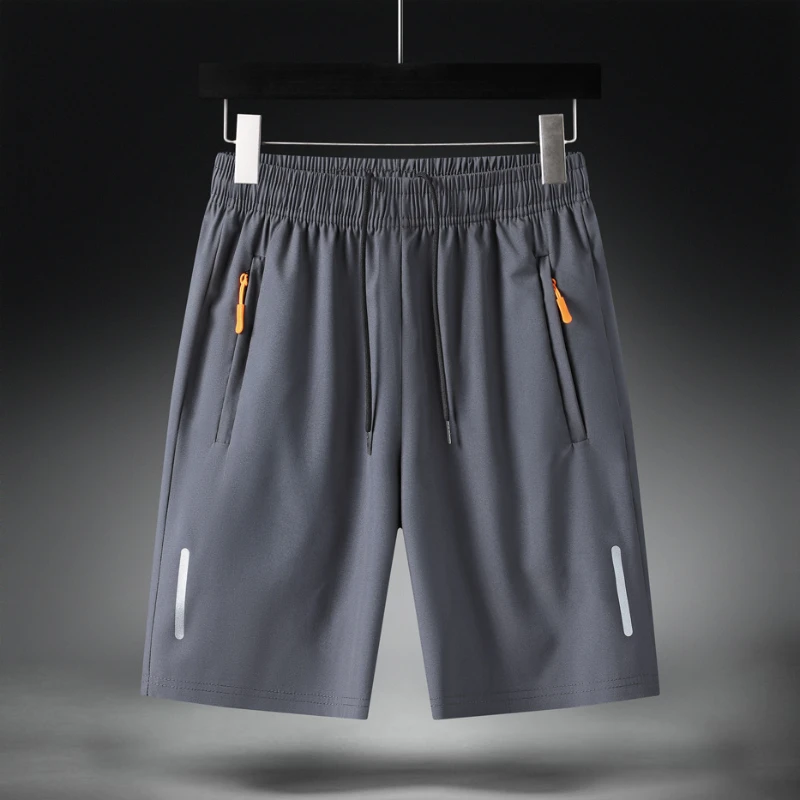 Summer Quick-Drying Shorts Men Breathable Zipper Pocket Sports Running Shorts Plus Size 8XL Loose Casual Beach Knee Length Pants