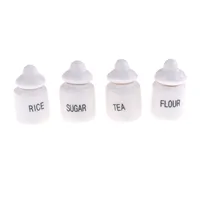 4pcs 1:12 Doll House Miniature Cute White Ceramic Storage Jars Kitchen Accessories Classic Pretend Play Furniture Children Toys 1