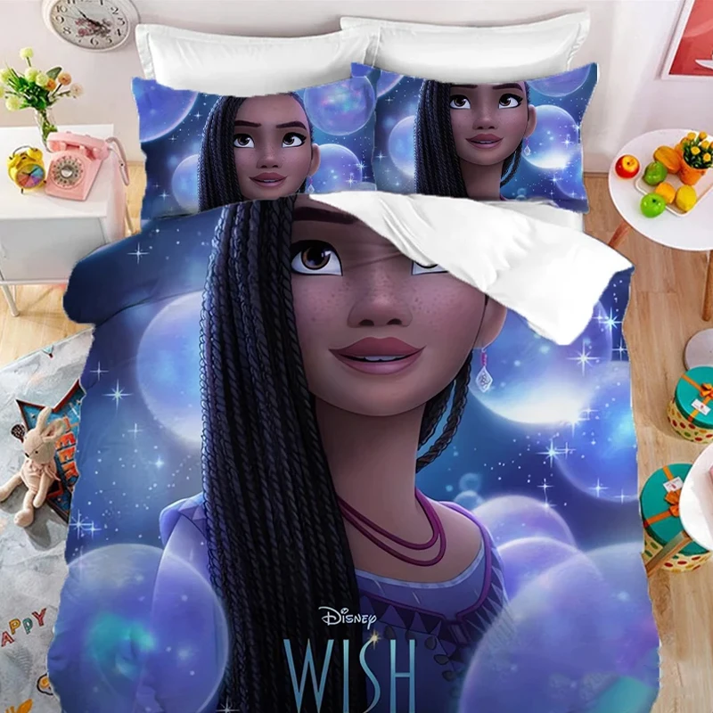 thumbnail image 1 of Disney Wish Asha funda nórdica con funda de almohada, dibujos animados de Anime, princesa Asha, juego de cama de Navidad, decoración de dormitorio, regalo para niños, 1 of 5