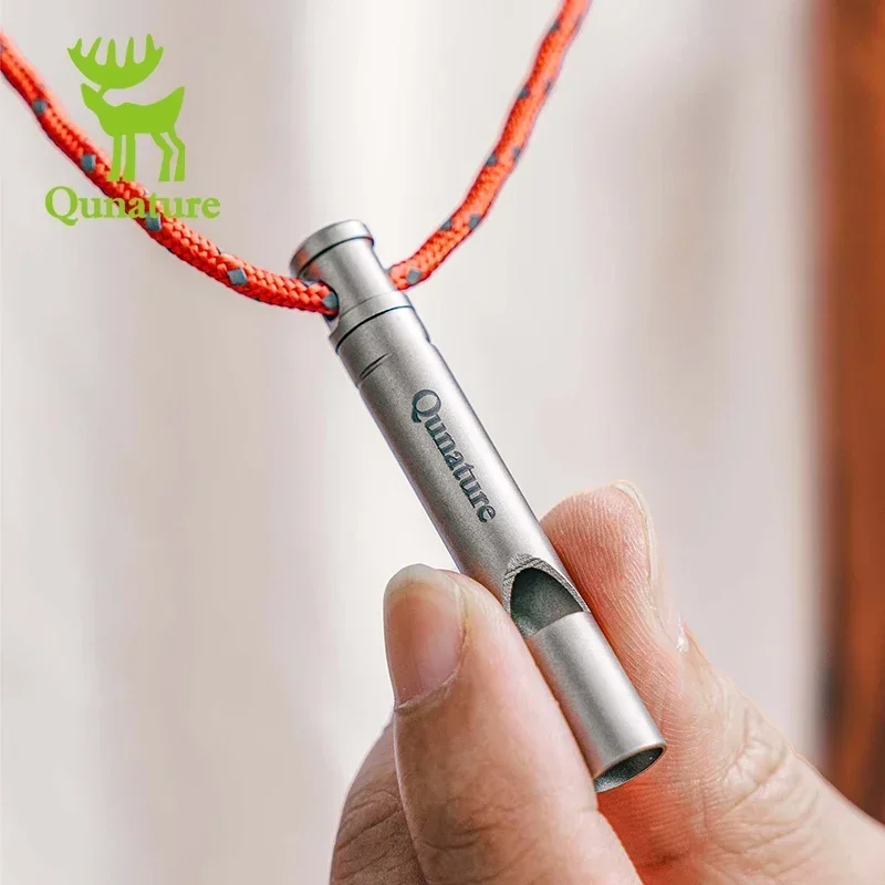 Qunature Portable Whistle Backpack Camping Hiking Survival Whistle Outdoors Tools Pure Titanium 1pcs Emergency Gear