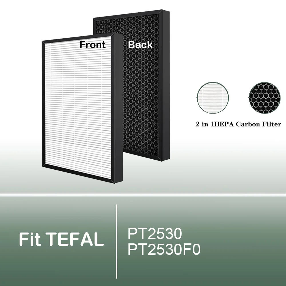 

2 in 1 Activated Carbon + Hepa Filter for TEFAL Pure Air Essential PT2530 PT2530F0 PT2530G0 Performance Purifier