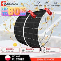 Panneau solaire flexible Flowatt 100W 80W 60W, système 12V, cellule solaire pliable, batterie solaire 18V, alimentations mobiles pour camping, camping-car, bateau 1