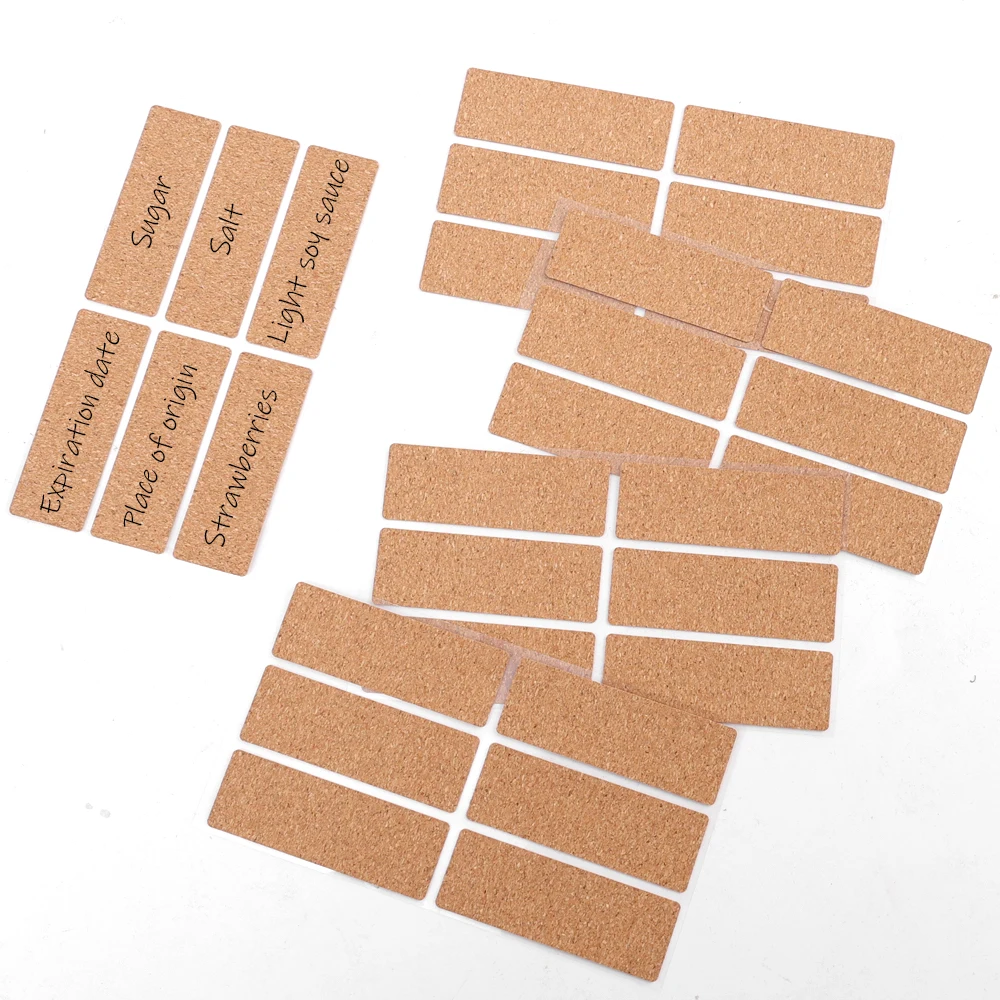 Oak Wooden Labels Stickers Self-adhesive Kitchen Bottle Jars Storage Blank Label DIY Craft Cork Sticker Packaging Sealing Tags