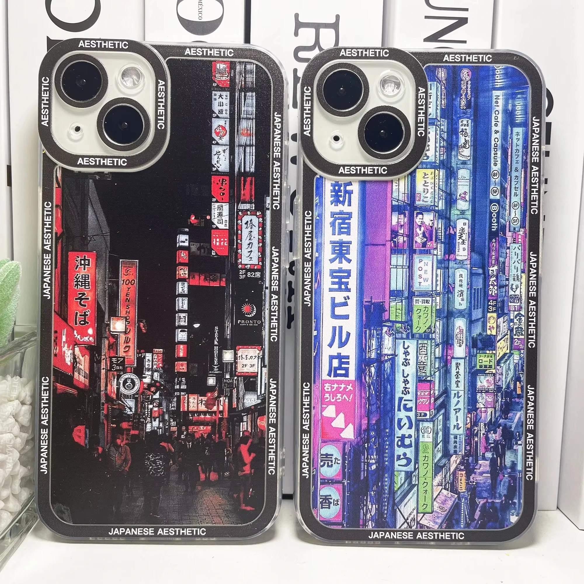Japanese Aesthetic Neon Lights City Street Phone Case - Soft Cover