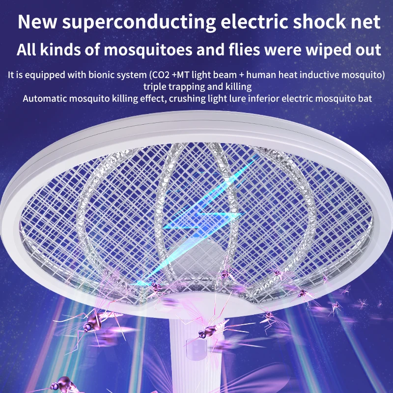 4 In 1 Electric Mosquito Racket Foldable USB Rechargeable UV Lamp