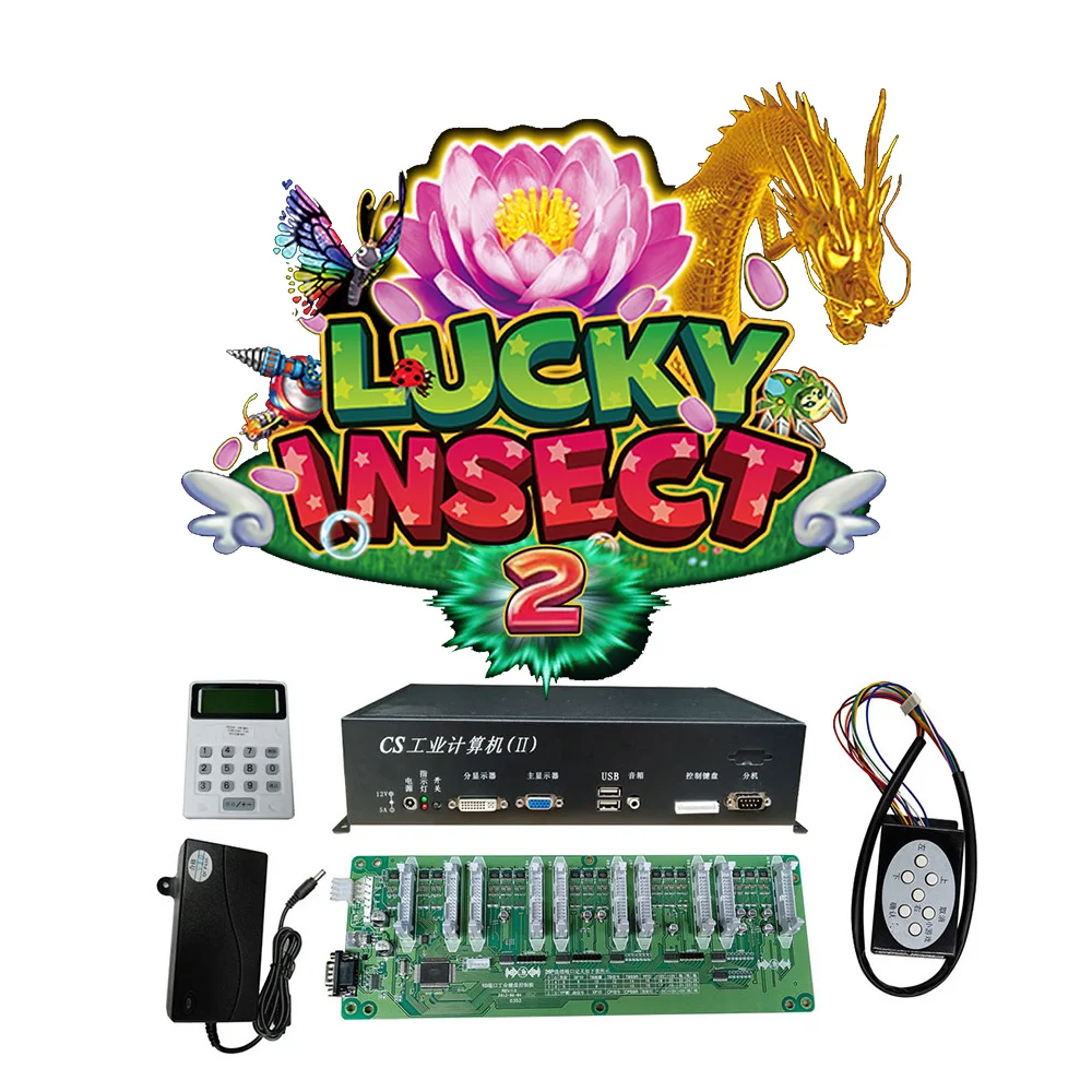 USA popular lucky insect 2 fish hunter game shooting insect hunter game machine host accessories for arcade video game machine