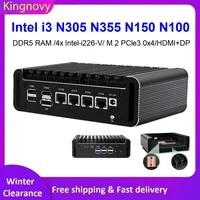 Topton Fanless Mini PC Intel Core 3 N355 N305 8 Core N150 N100 DDR5 2xNVMe 4xi226-V 2.5G Firewall application computer pfsense 1