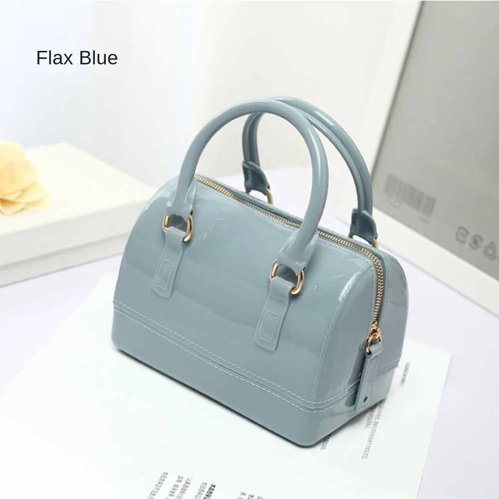 Tragbare PVC Jelly Umhängetaschen Candy Transparente wasserdichte Umhängetasche Handtasche Damen Eimertasche – Detail 6