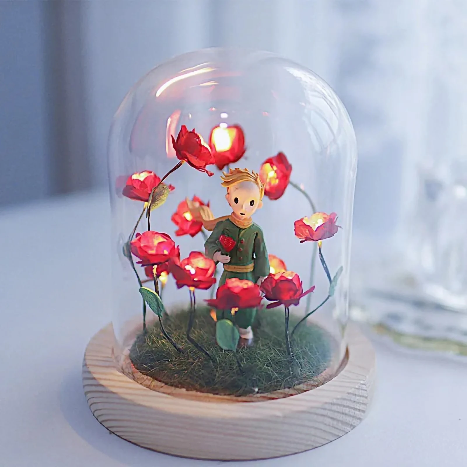 

1 Pc Rose Bush and Prince Table Lamps DIY Materials Handmade Home Decor Atmosphere Lamp for Lovers Valentine's Day Birthday Gift