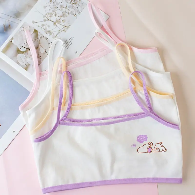 4pcs Teen Bra Girl Vest Cotton Spandex Big Girl's Sport 6-12 Years Adolescente Kids Underwear Letter Racerback Training sports bra training bra cotton bra