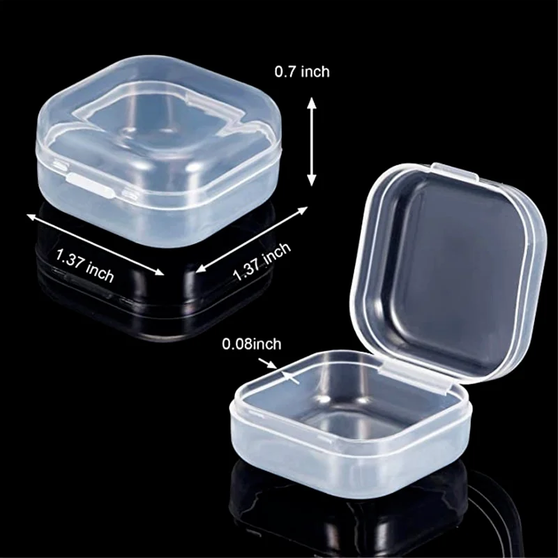 10PCS/set Mini Storage Box Transparent Square Plastic Box Earrings