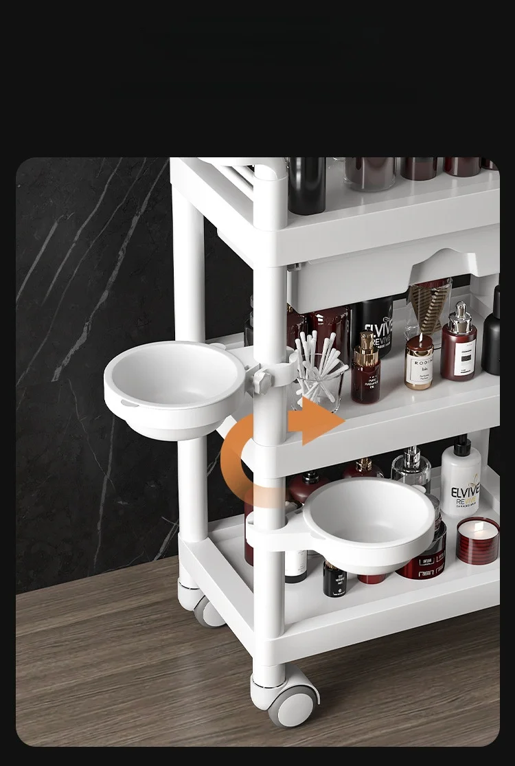 Barbershop Trolley with Wheels Multi-Layer Storage Rack High Load Capacity Durable 360°Rolling Workbench for Salon Spa Tattoo