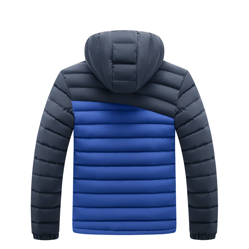 Male Puffer Jacket Winter Patchwork Thick Outdoor Windproof Waterproof Hooded Coat Parka Jackets Mens