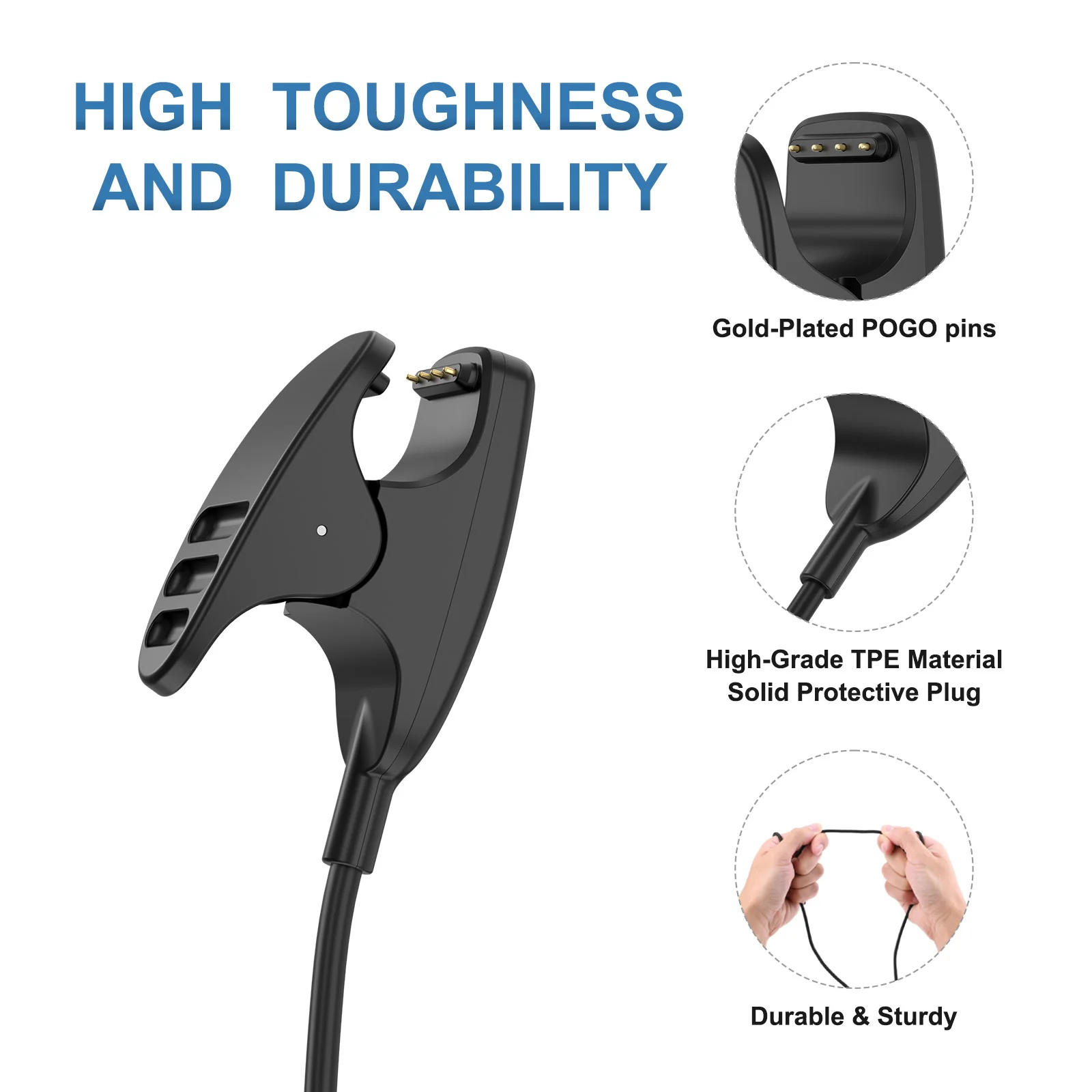 Universal USB Charging Cable with Clip Cradle Charger - 1 Meter Length