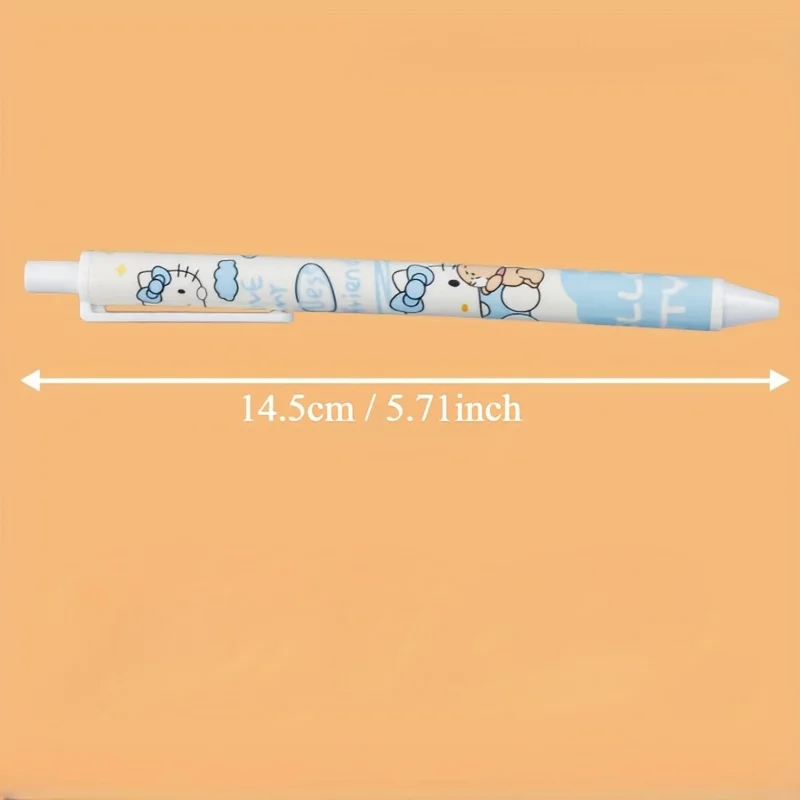 MINISO Sanrio Kitty 스테인레스 스틸 중립 펜, 0.5mm 검정 잉크, 빠른 건조, 부드러운 쓰기, 귀여운 개폐식 학생 펜