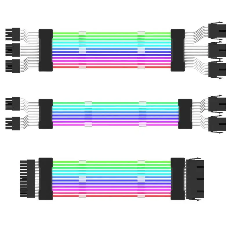 

RGB кабели питания материнская плата 24PIN удлинитель питания женские линии ПК внутренние компоненты для высокого источника питания