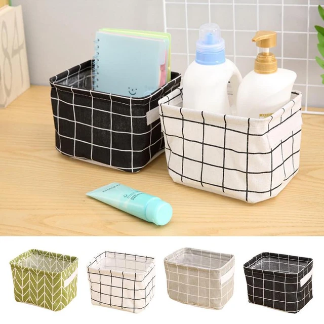 4pcs Mini Storage Box, Foldable Canvas Storage Basket, Square Mini Basket, used to Store Cosmetics, Baby Toys, Keys, Books, Office Supplies, etc.