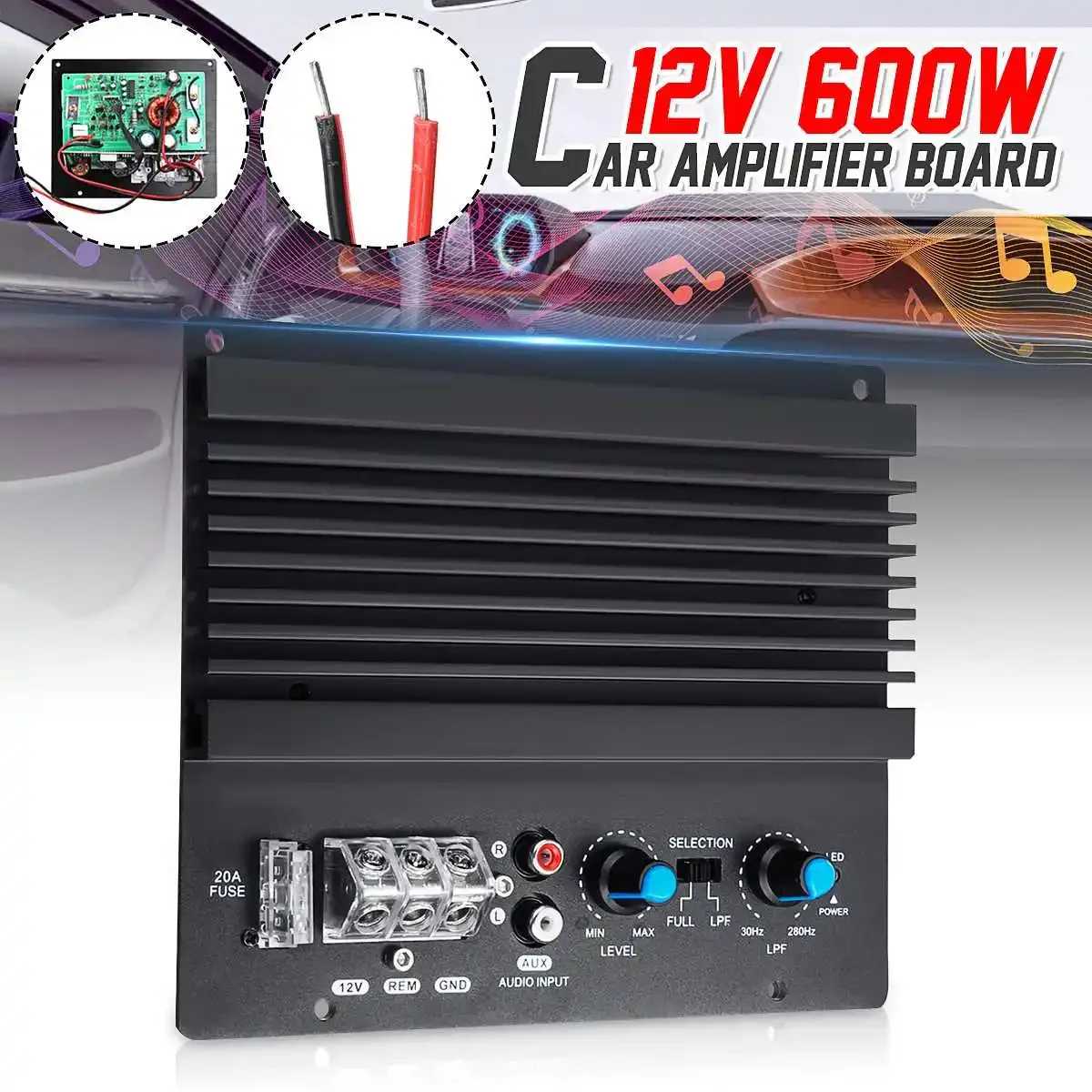 12V 600W High Power Car Audio Amplifier Subwoofer Amplifier Board Mono Amp Board Automotive Module