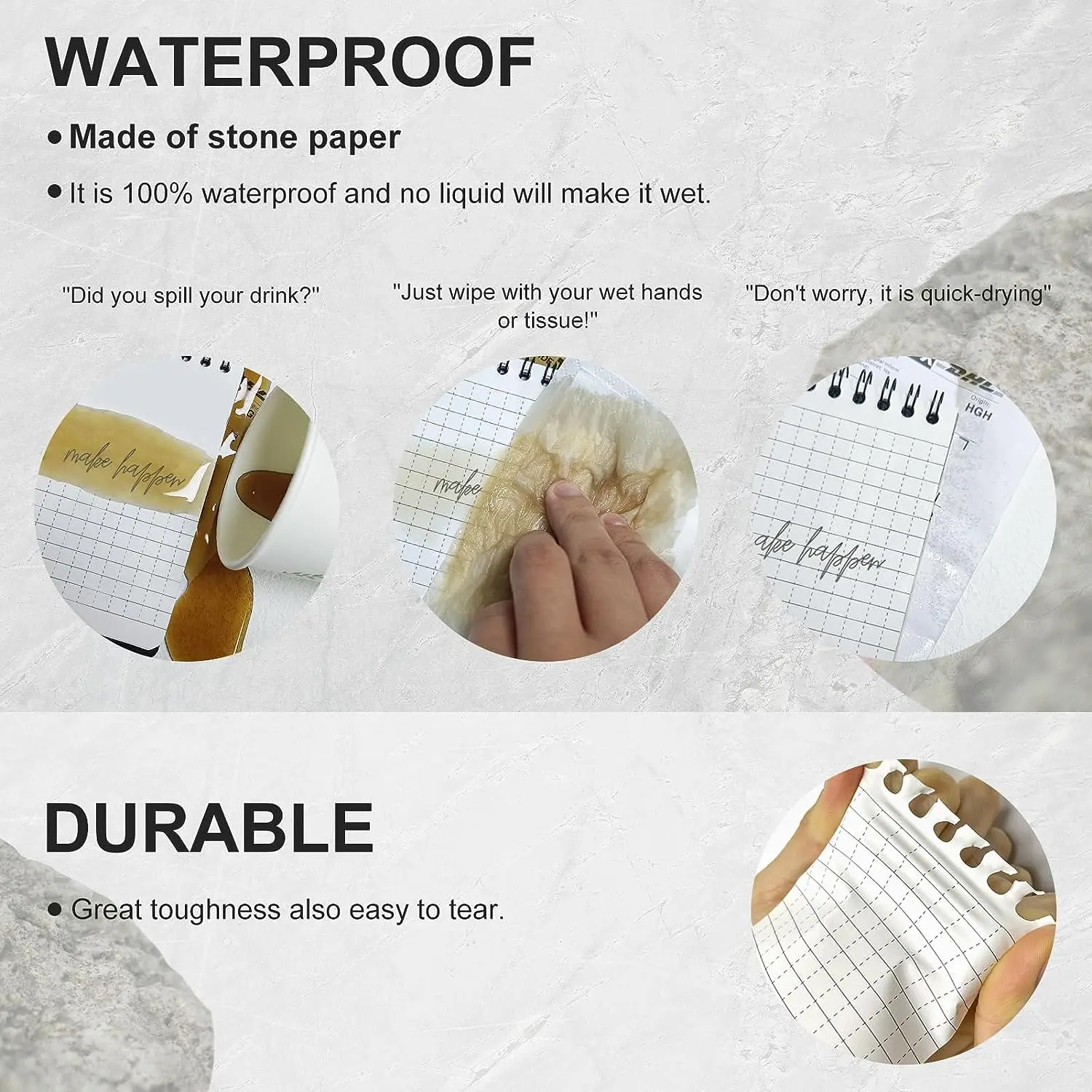 Tactical Stone Paper Waterproof Notebook Write in the Rain Pocket Spiral Notebook All-Weather Memo Pad Military Notepad Outdoors 3