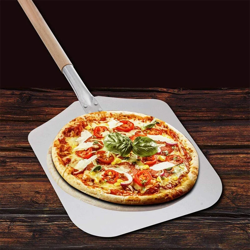 Aluminum Long Pizza Peel Paddle With Detachable Wooden Handle Nonstick Pizza Shovel Baking Turner Homemade Bread Tools pizza peel,pizza bakeware