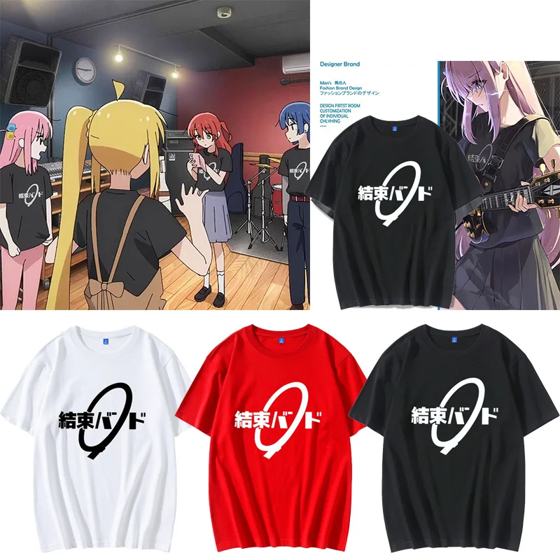 

Men ‘s Short sleeve Anime Cos BOCCHI THE ROCK! Hitori Gotoh Ijichi Nijika Cotton Casual High quality Short T-Shirt Tees Tops