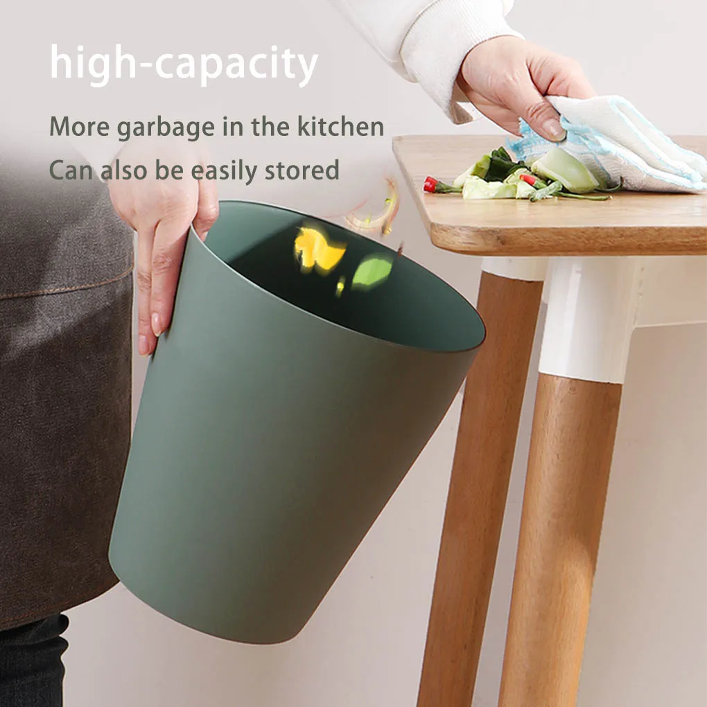 Simple Trash Can Lidless Dustbin Container Home Office Rubbish Garbage