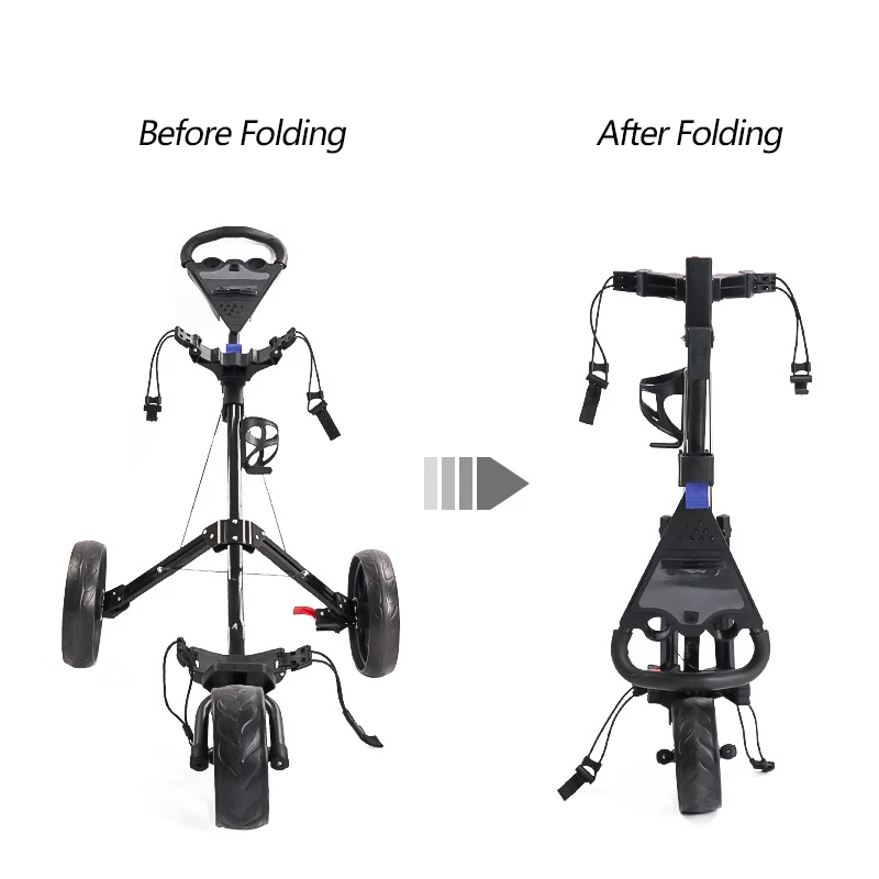 Easy to Fold Caddy Cart Pushcart Ultra Lightweight Foldable Storage Golf Bag Trolley 3 Wheel Golf Push Cart