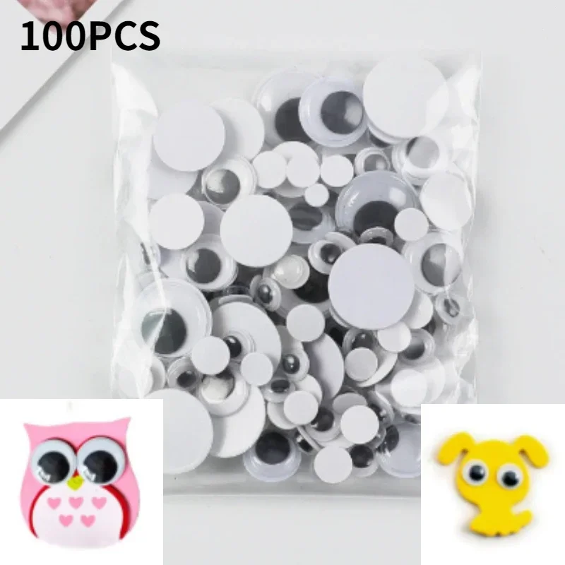 100pcs Simulation three-dimensional eye stickers DIY doll doll eye stickers will move craft supplies