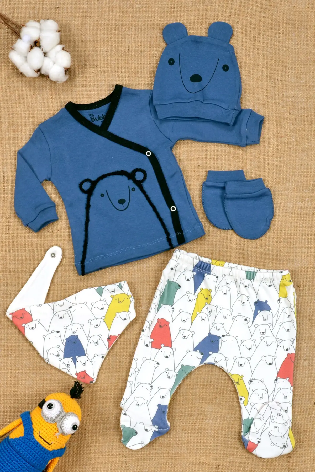 

100% Cotton, Beaver Embroidery, Basic, 5 Piece Newborn Set & Hospital Exit 0-3 Months Navy Blue Outlets Baby Clothing