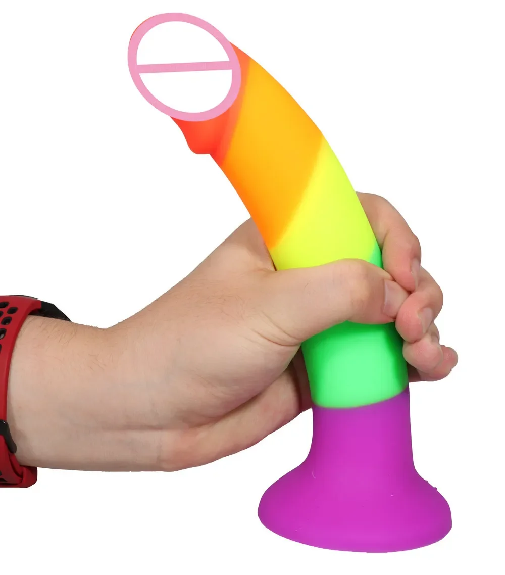 Adult Realistic Big Dildo Rainbow Color For Lesbian Huge Penis Suction Cup Female Masturbation Fake Dick Tool SM Anal Sex Toys