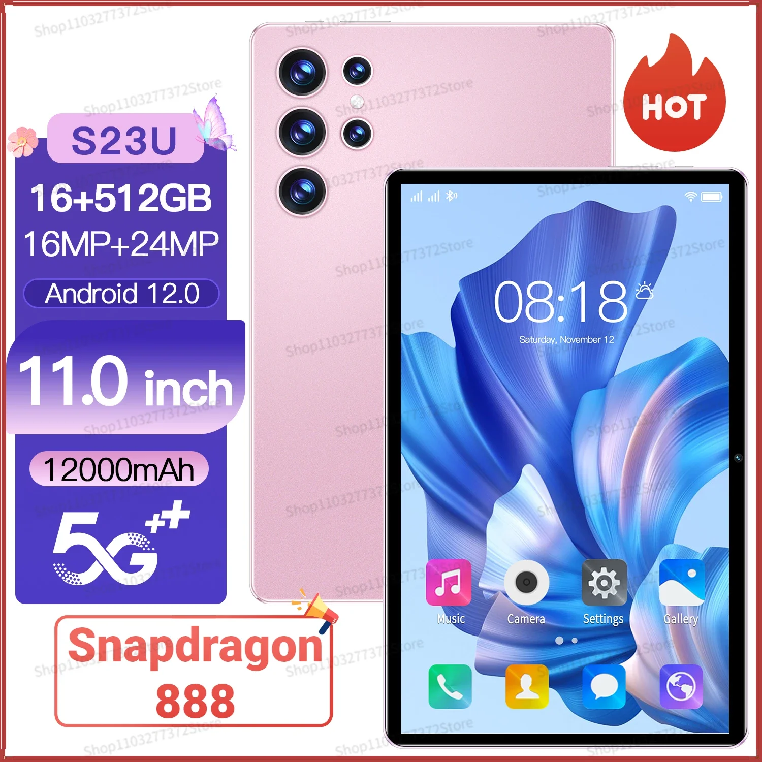 

Tab S23 Pro Snapdragon 888 Tablet 10 inch Android 13 12GB+512GB 10000mAh Google Play Bluetooth WiFi 5G Dual SIM Card Tablet PC