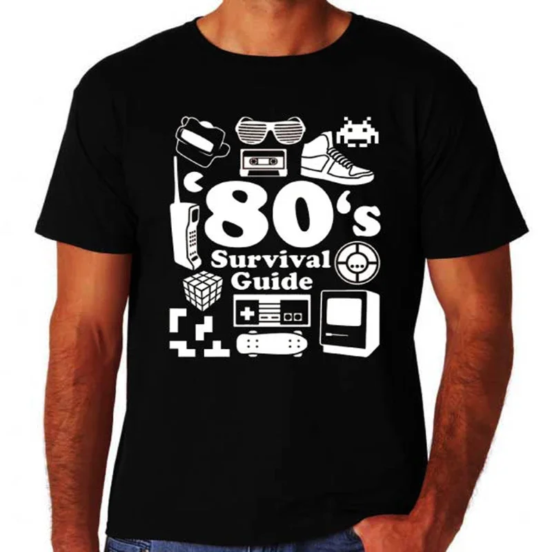 

Funny Retro 80's Survival Guide T-Shirt 100% Cotton O-Neck Summer Short Sleeve Casual Mens T-shirt Size S-3XL