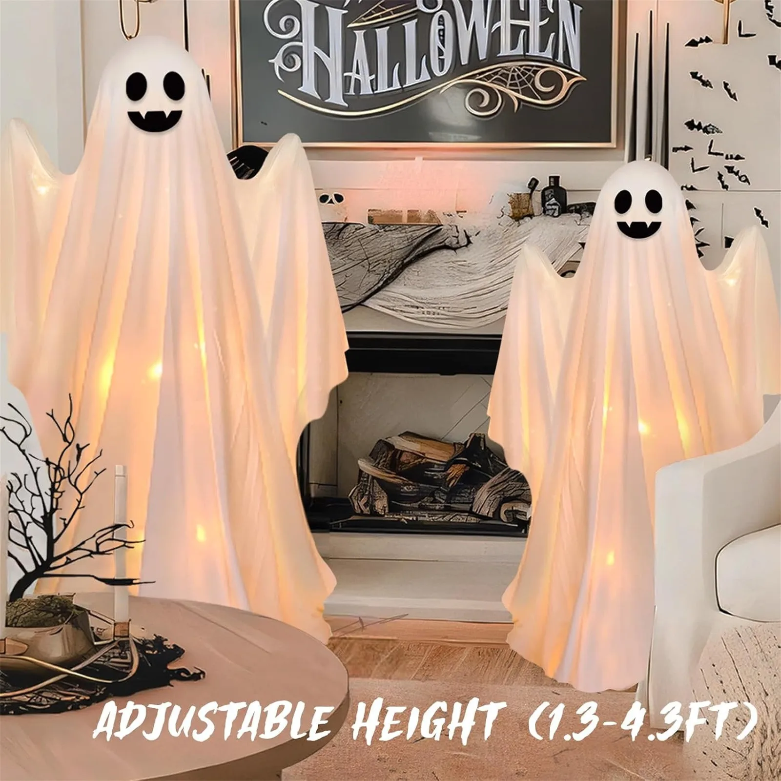 Fun Express Halloween-Kaminschal – über 1,8 M Lang, Orange-schwarz, Aus Polyester
