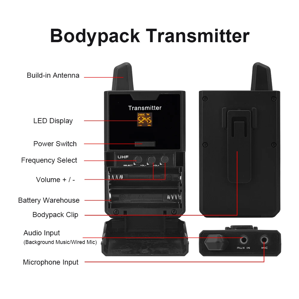 EYK UHF 무선 마이크 시스템, 금속 핸드 헬드 마이크 옷깃 마이크 50 미터 범위 카메라 캠코더 전화 DSLR 인터뷰