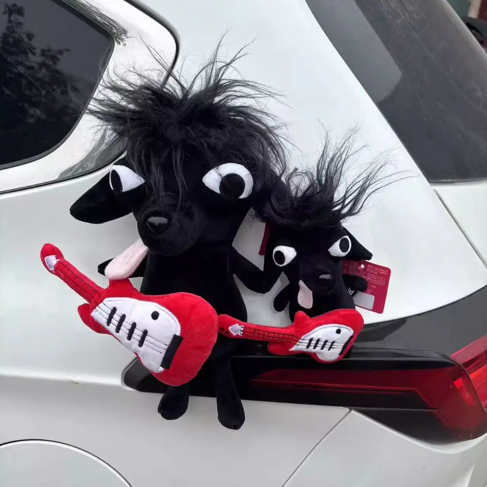 Magnetic Guitar Chihuahua Plush Toy Stuffed Animals Soft Pendant Rock Chihuahua Doll Ugly Cute Realistic Stuffed Chihuahua