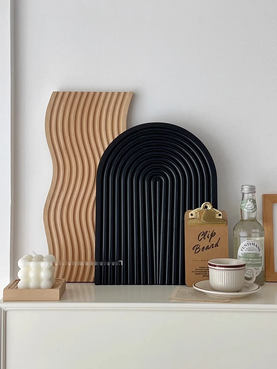 Ins style black wooden tray decoration aromatherapy perfume display storage tray Japanese style photography props living_voghion.com