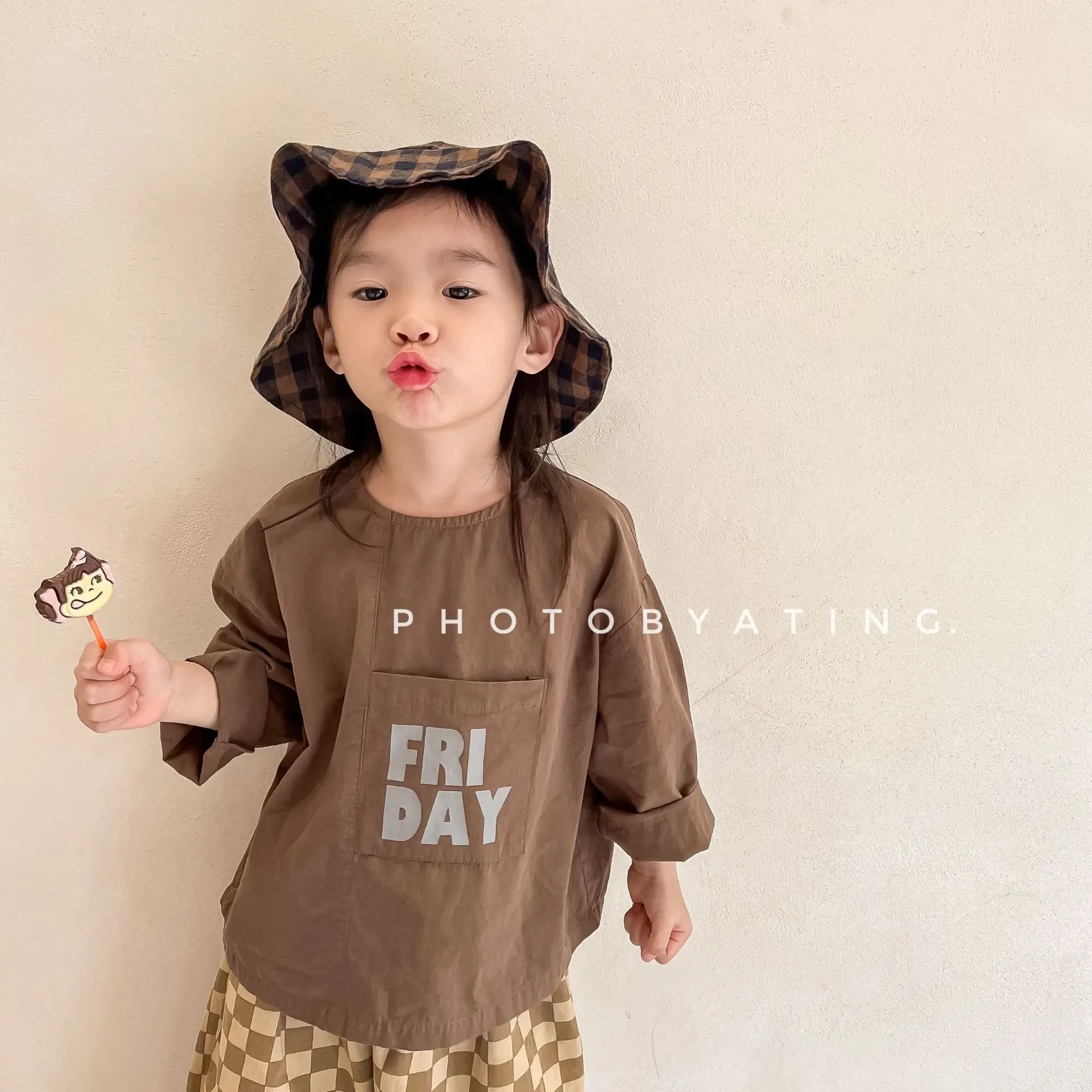 New Baby Long Sleeve Pullover Tops Fashion Girls Letter Print Shirts Big Pocket Children Sweatshirt Girls Casual Blouse