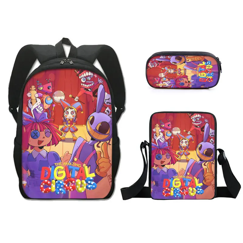 

Удивительная школьная сумка Цифровой цирковой цифровой цирковой набор из трех предметов маленькая сумка через плечо Однослойная сумка для карандашей подарок на день рождения