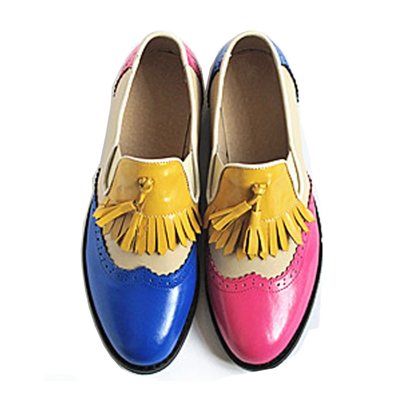 Women Oxford Shoes Leather Summer Platform Flat Casual Spring Vintage