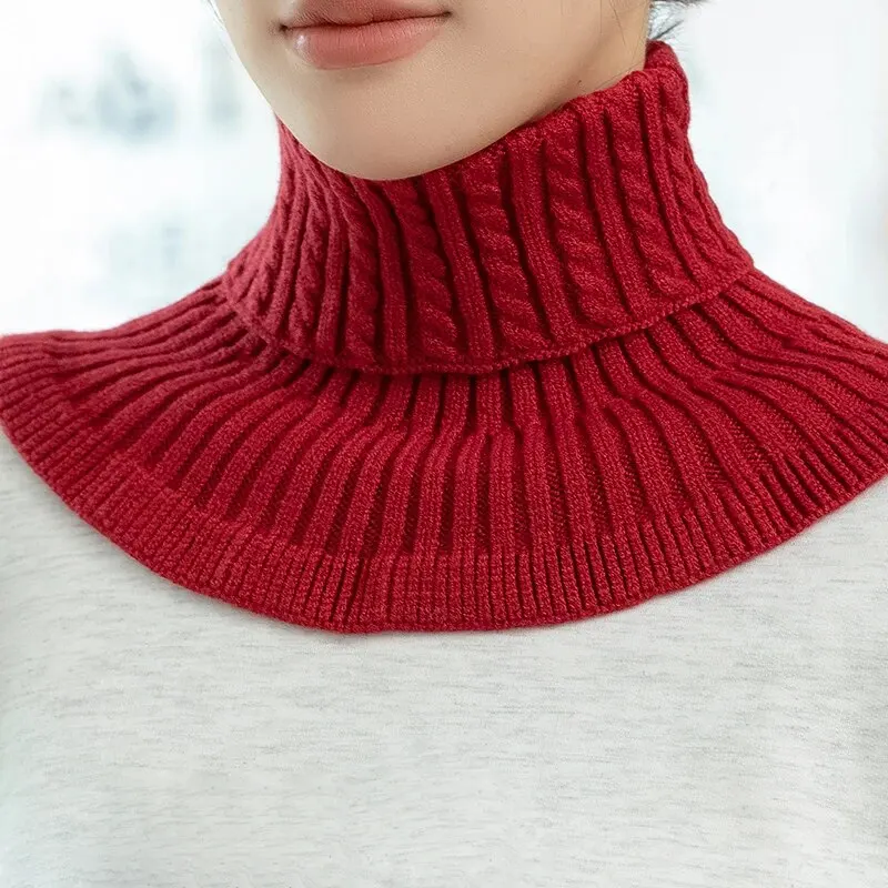 Winter Detachable Cotton Knitted Turtleneck Collar for Women False Collar Fashion Warm Cover Head Neck Guard Unisex