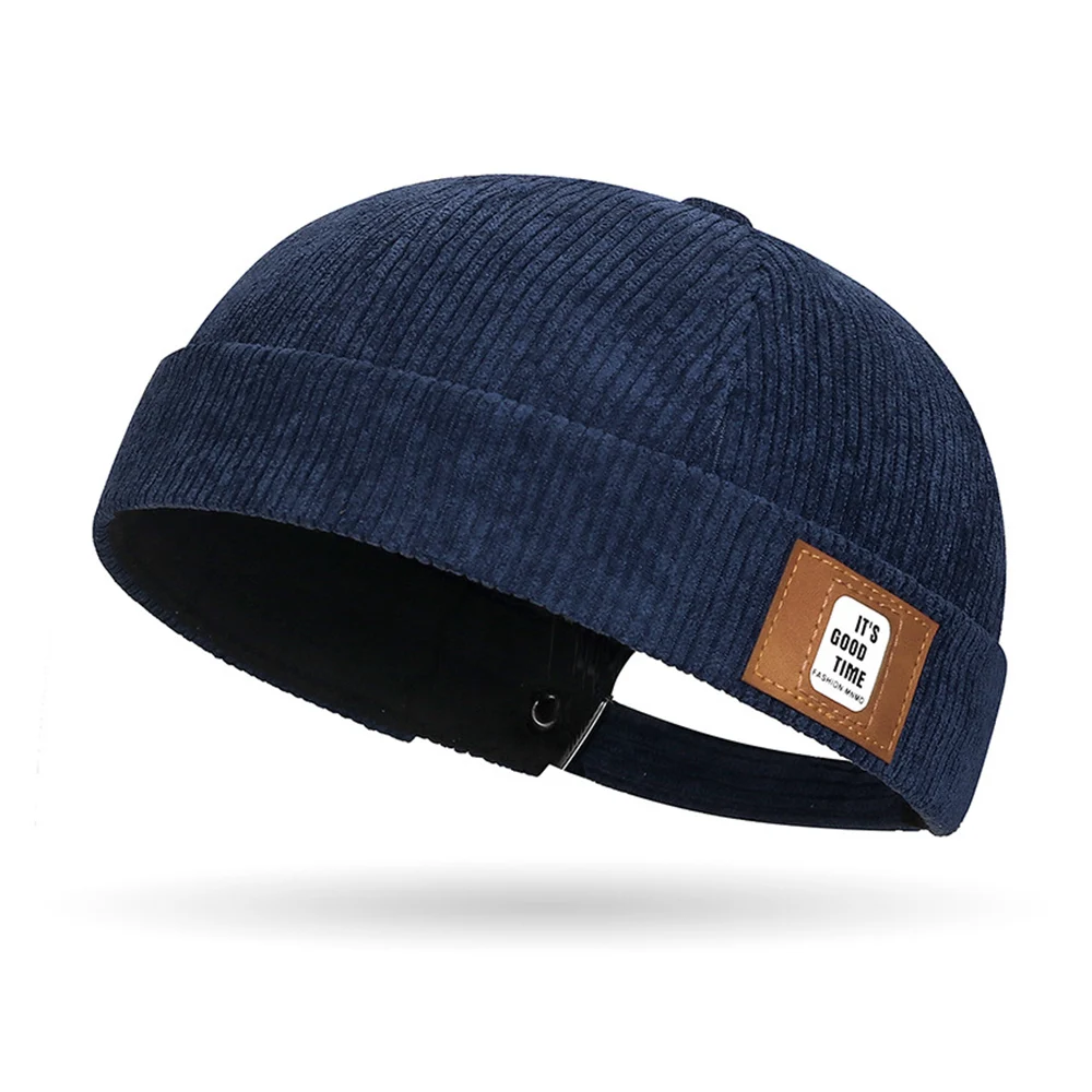 Vintage-Style Unisex Brimless Beanie Hat - Solid Color, Lightweight & Portable
