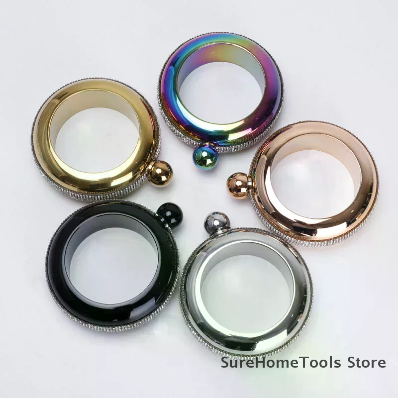 1Pc 3.5OZ Drinkware Accessories for Whiskey Vodka Alcohol Round Chic Hip Flask Bracelet Elegant Wine Bottle Bangle Hip Flask