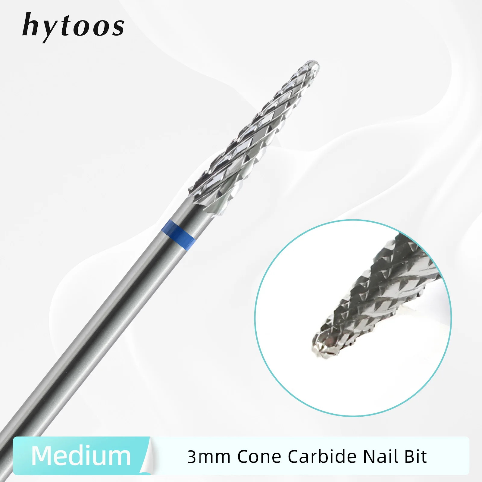 

HYTOOS Cone Carbide Nail Drill Bit 3/32" Rotary Burr Cuticle Clean Bits Milling Cutter For Manicure Nail Drill Accessories Tool